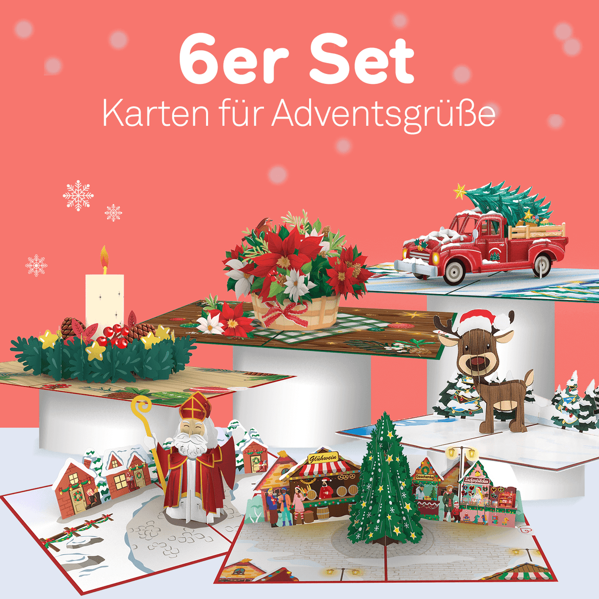 6er Set Pop-Up Karten "Adventsgrüße"