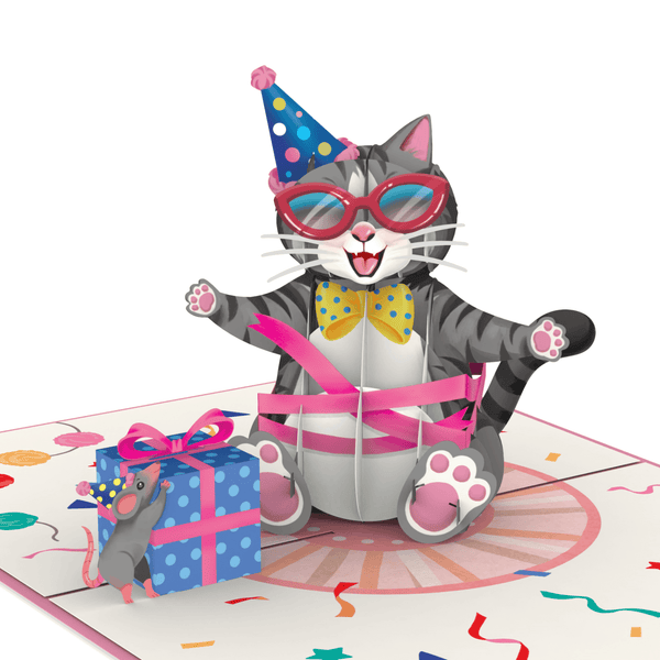 Carte pop-up anniversaire chat