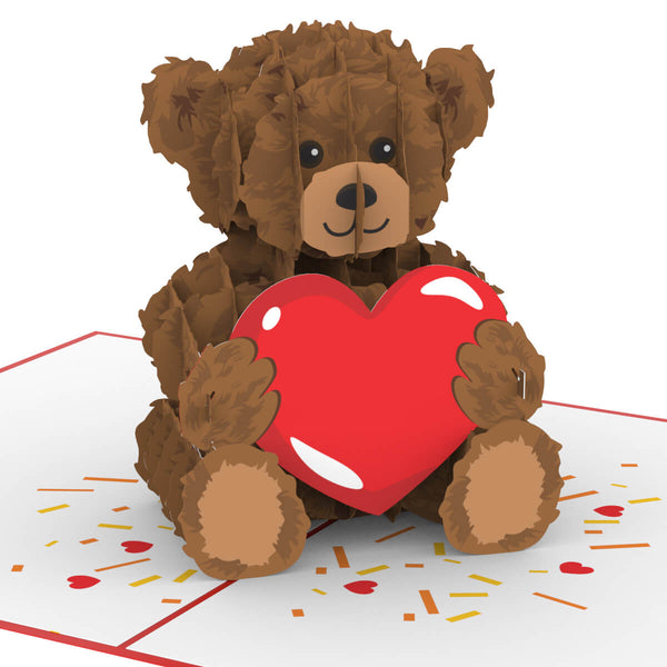 Carte pop-up ours en peluche avec coeur
