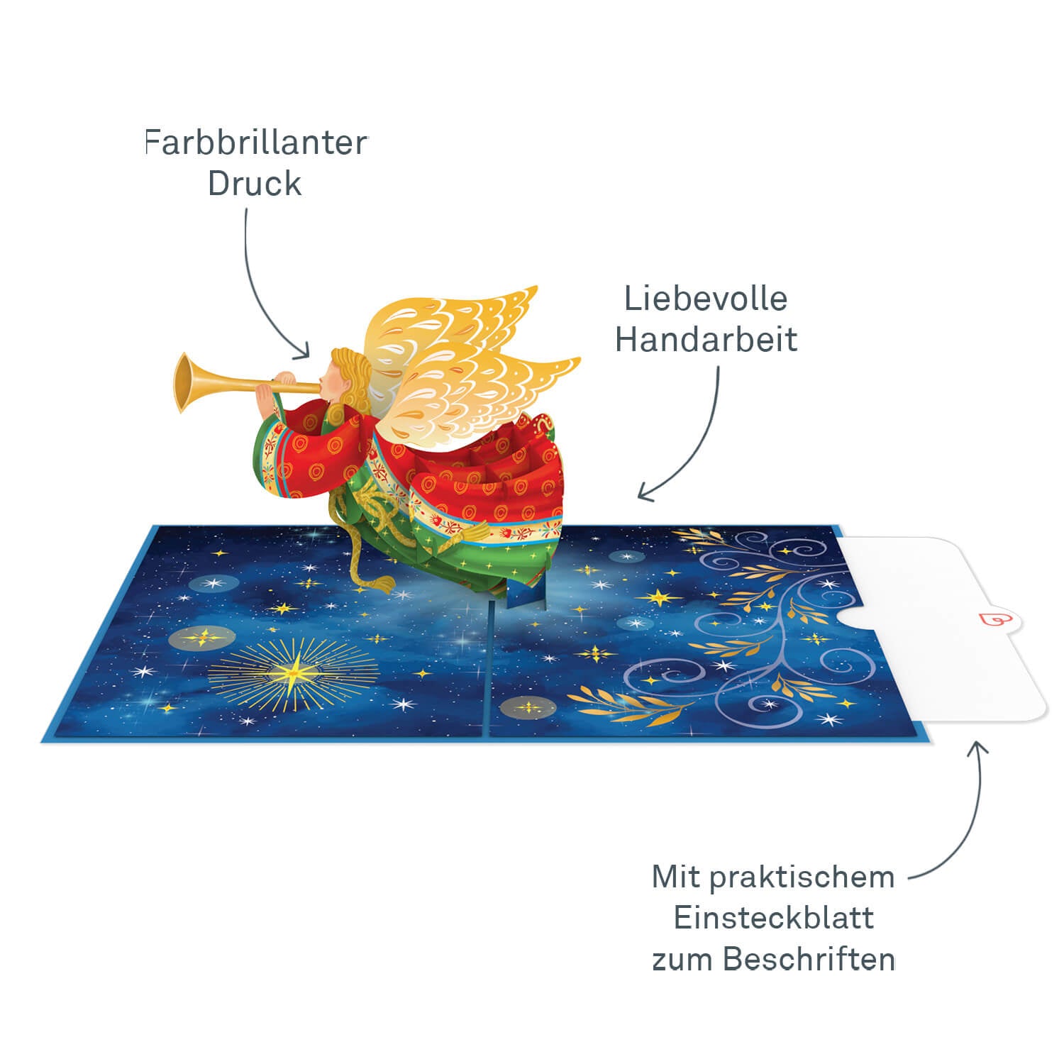 Weihnachtsengel Pop-Up Karte