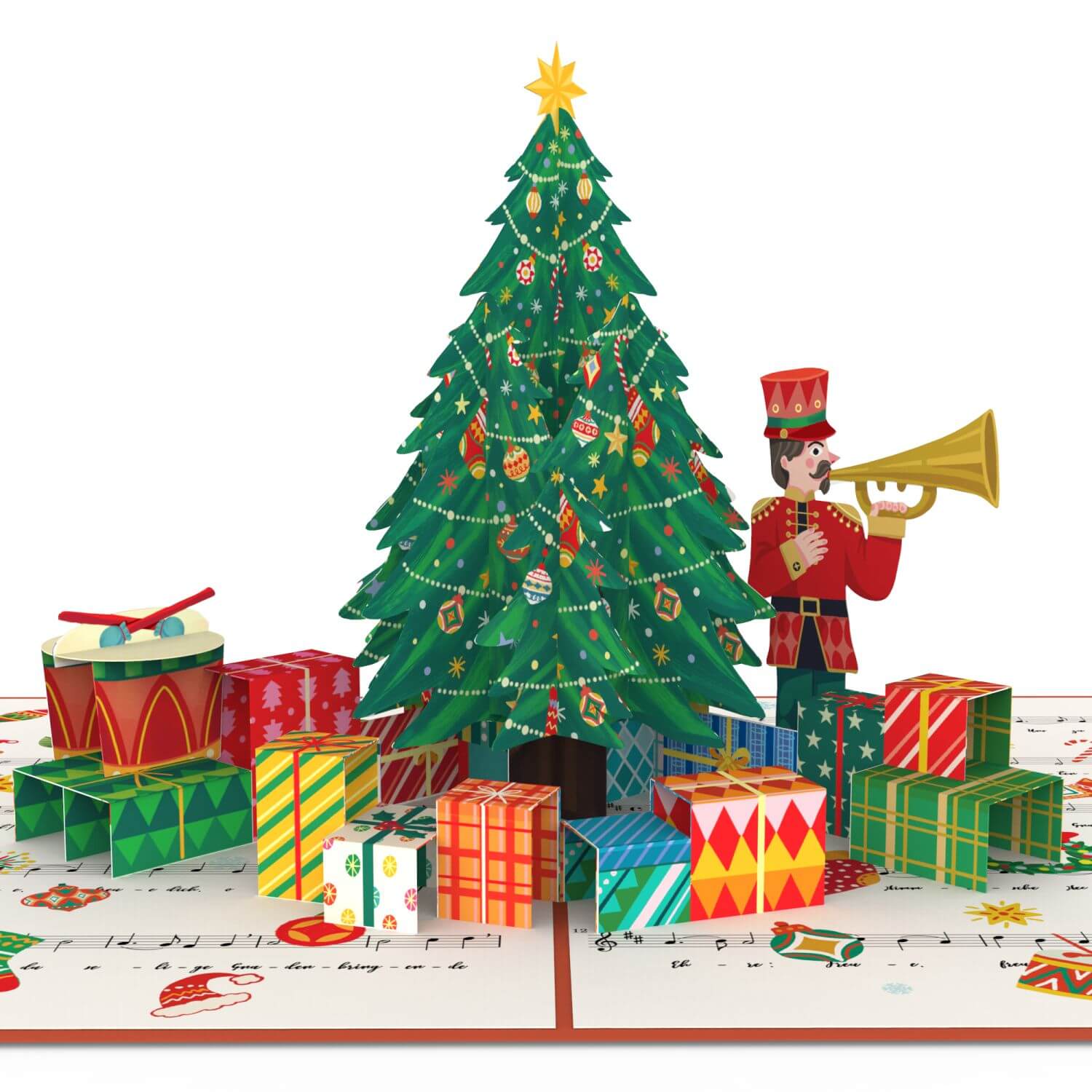 Carte pop-up Sapin de Noël Ô toi joyeux