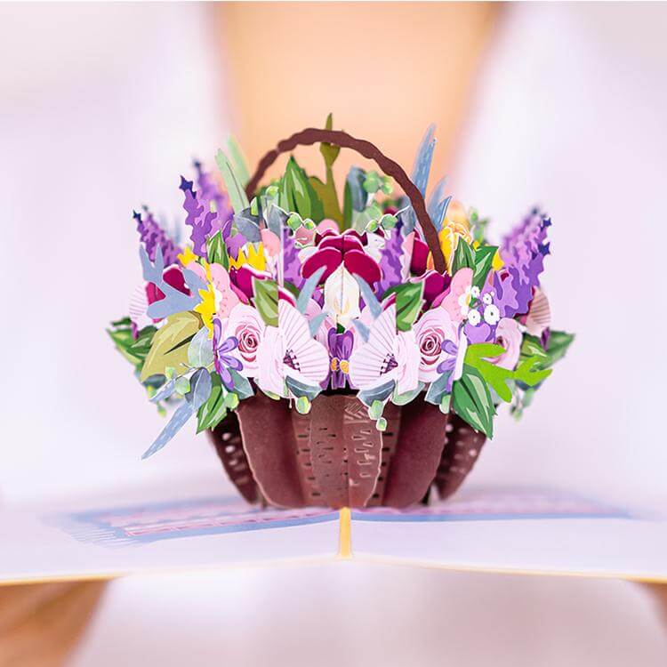 papercrush Pop Up Karte Blumenkorb, 3D Blumenkarte