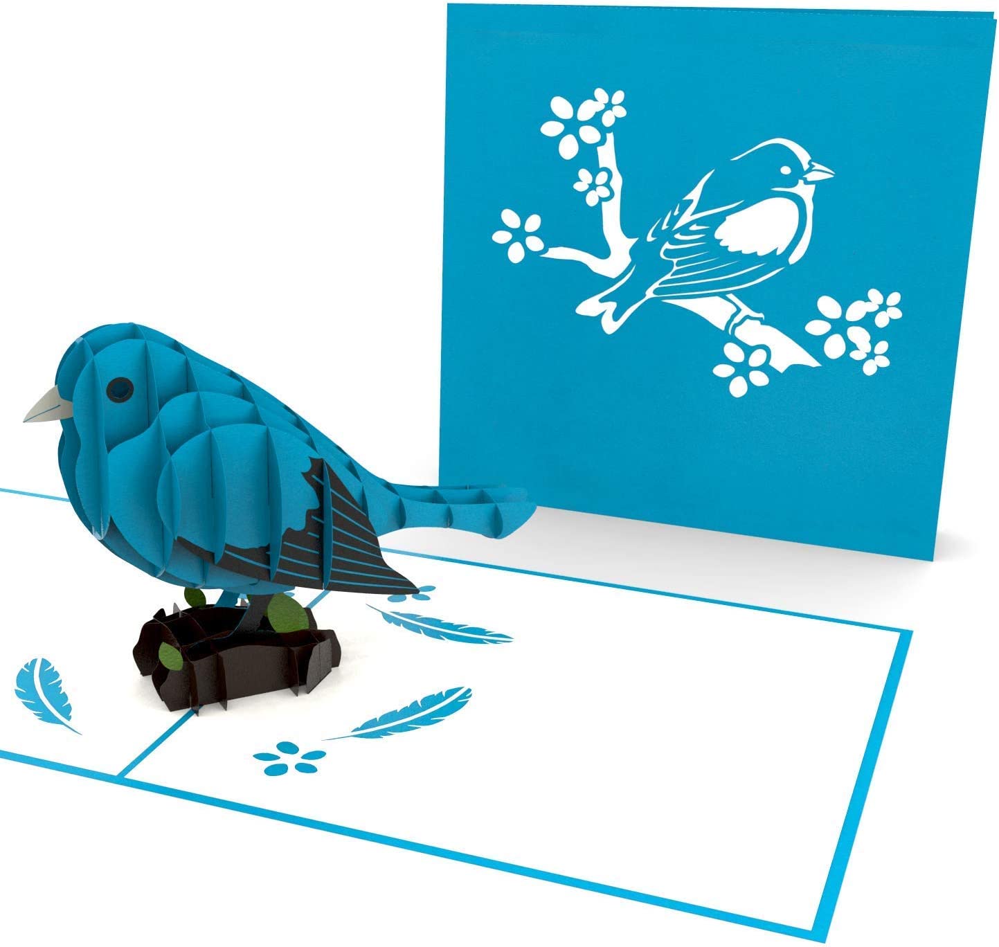 Carte pop-up oiseau bleu