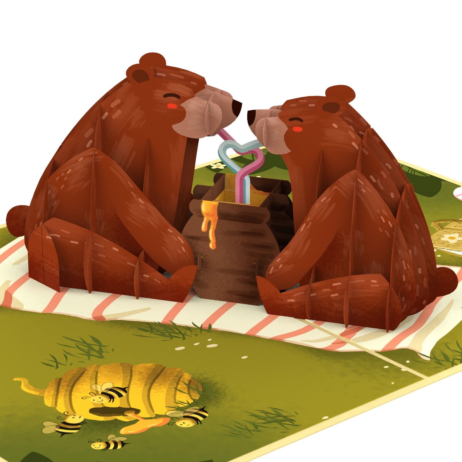 Carte pop-up pique-nique ours