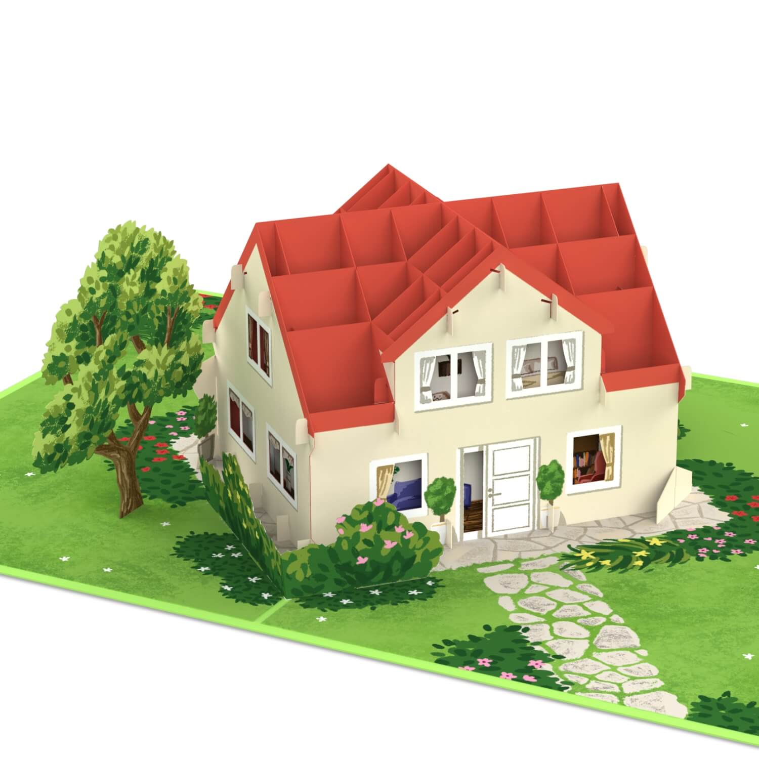 Carte pop-up Maison avec jardin