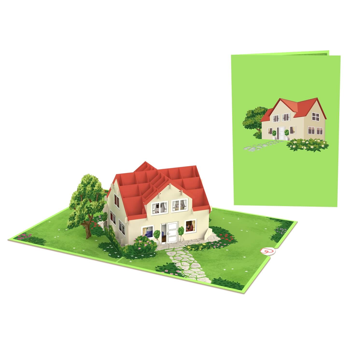 Carte pop-up Maison avec jardin