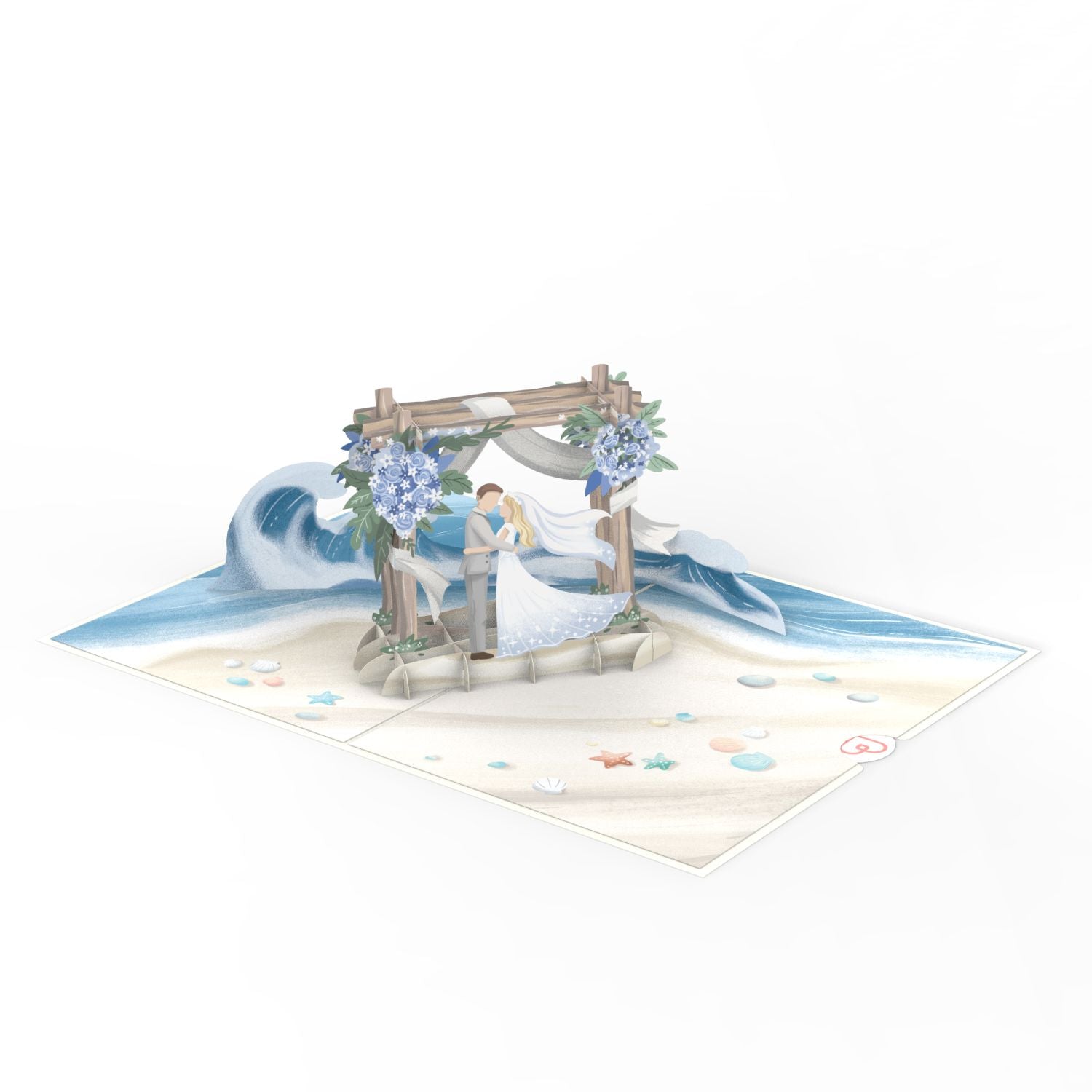 Carte pop-up de mariage sur la plage