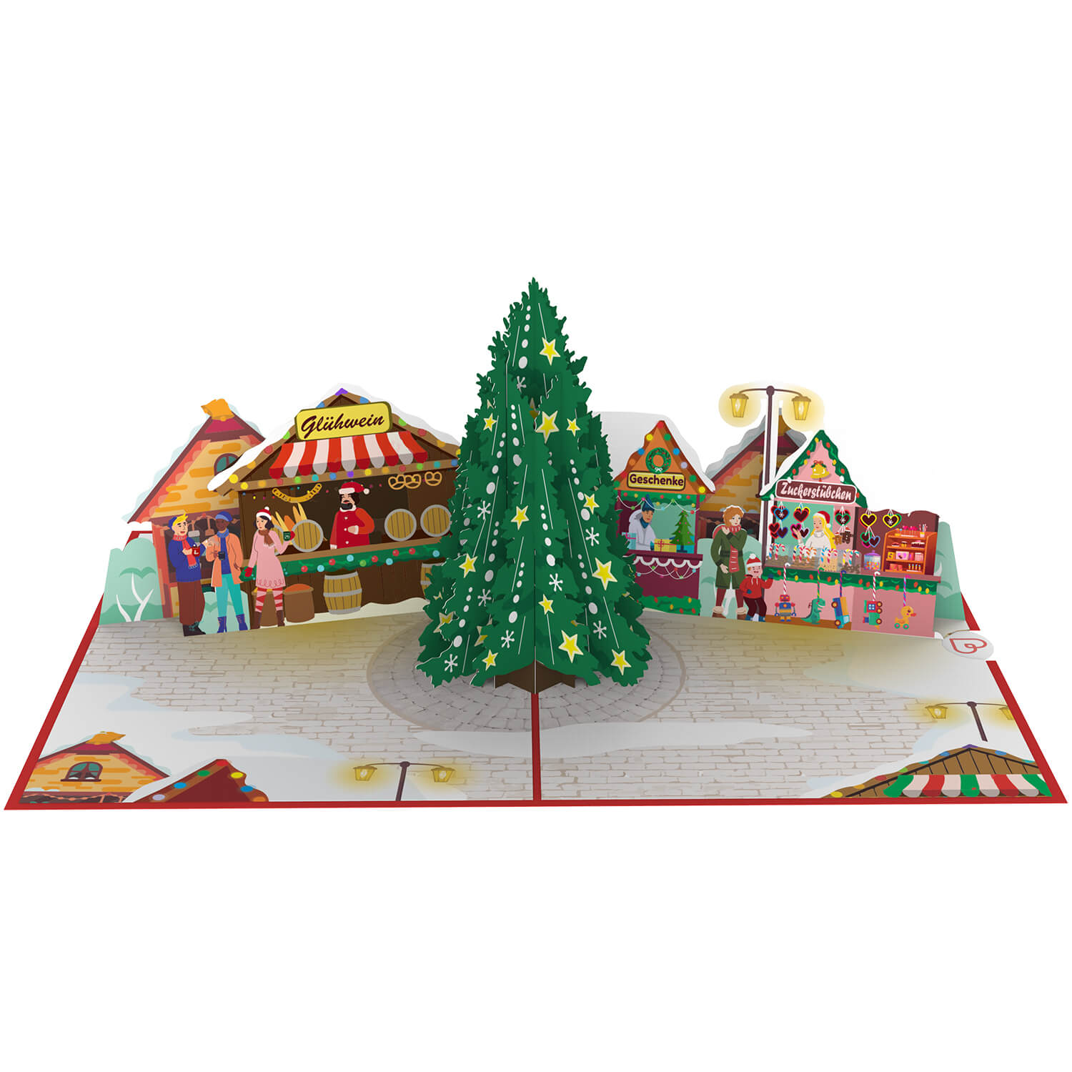 Carte pop-up marché de Noël