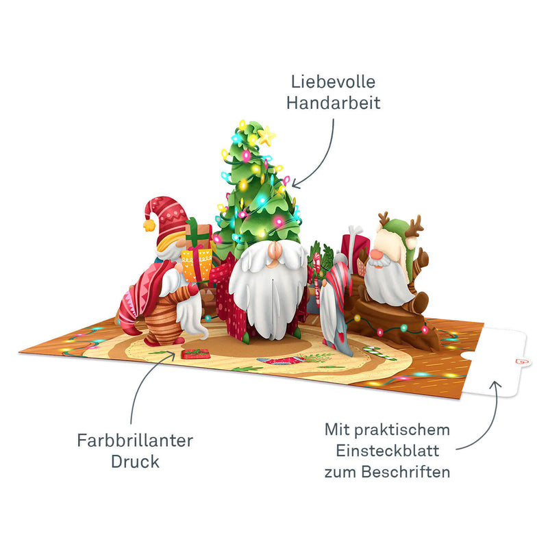 Weihnachtswichtel Pop-Up Karte