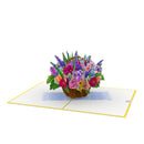 Carte pop-up panier de fleurs colorées