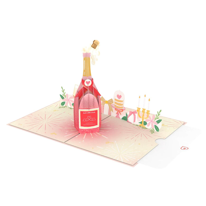 Carte pop-up bouteille de champagne