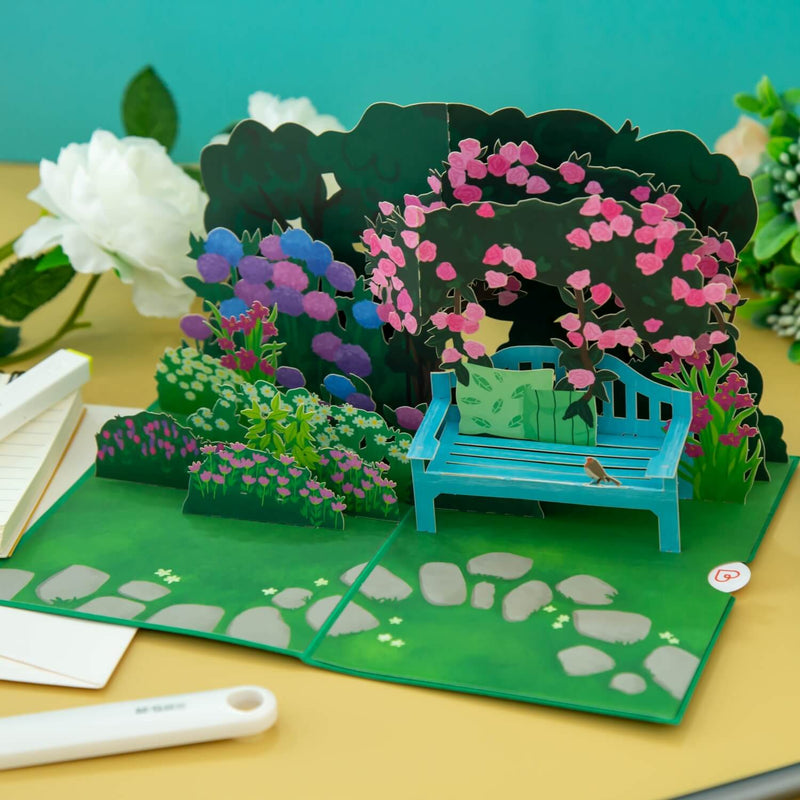 Carte pop-up Jardin avec fleurs