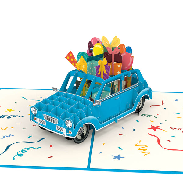 Carte pop-up voiture d'anniversaire