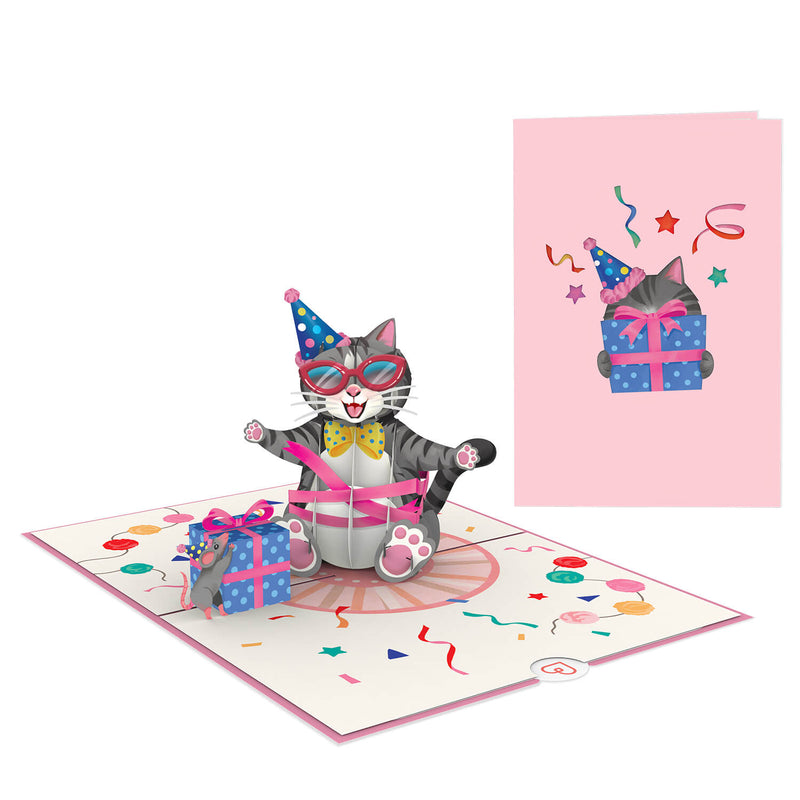 Carte pop-up anniversaire chat