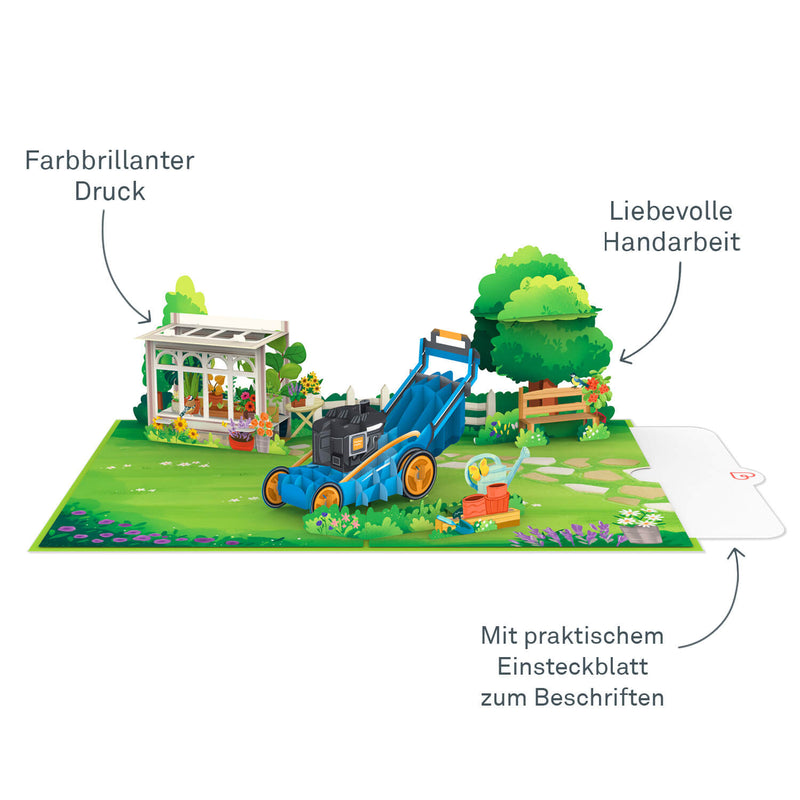 Rasenmäher Pop-Up Karte