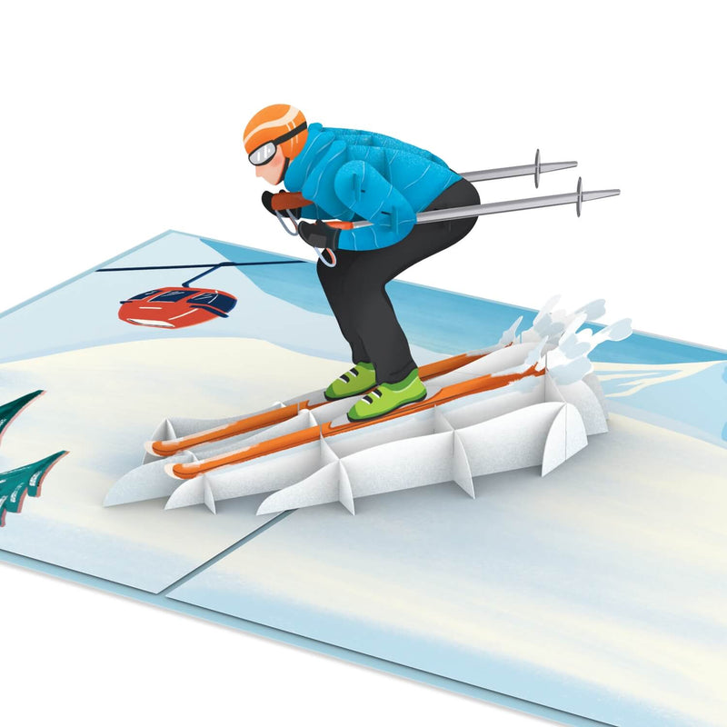 Carte pop-up skieur