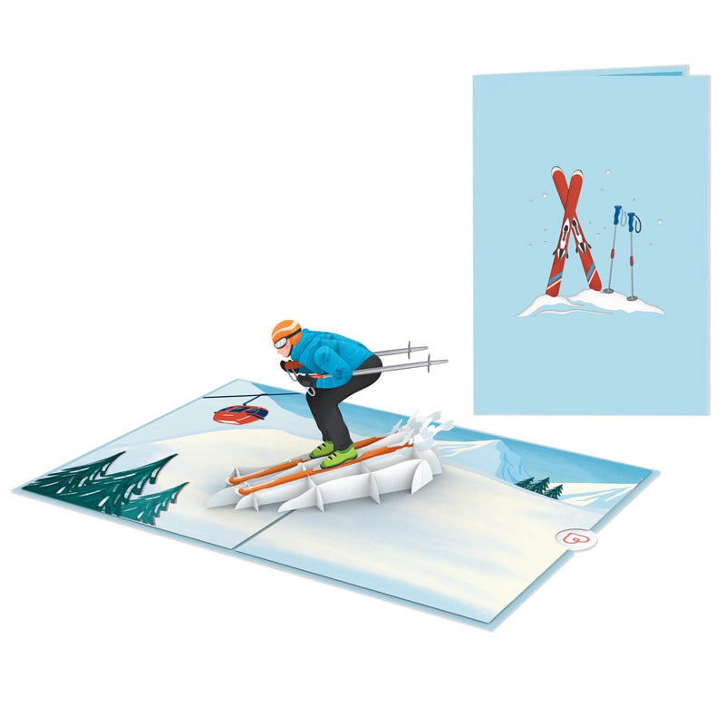 Carte pop-up skieur