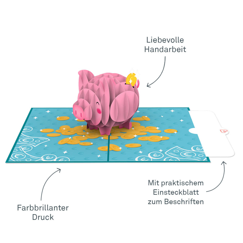 Sparschwein Pop-Up Karte