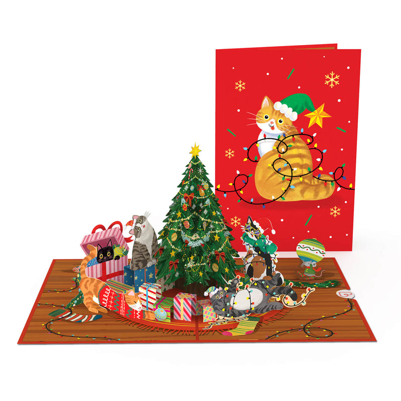 Weihnachtsbaum mit Katzen Pop-Up Karte
