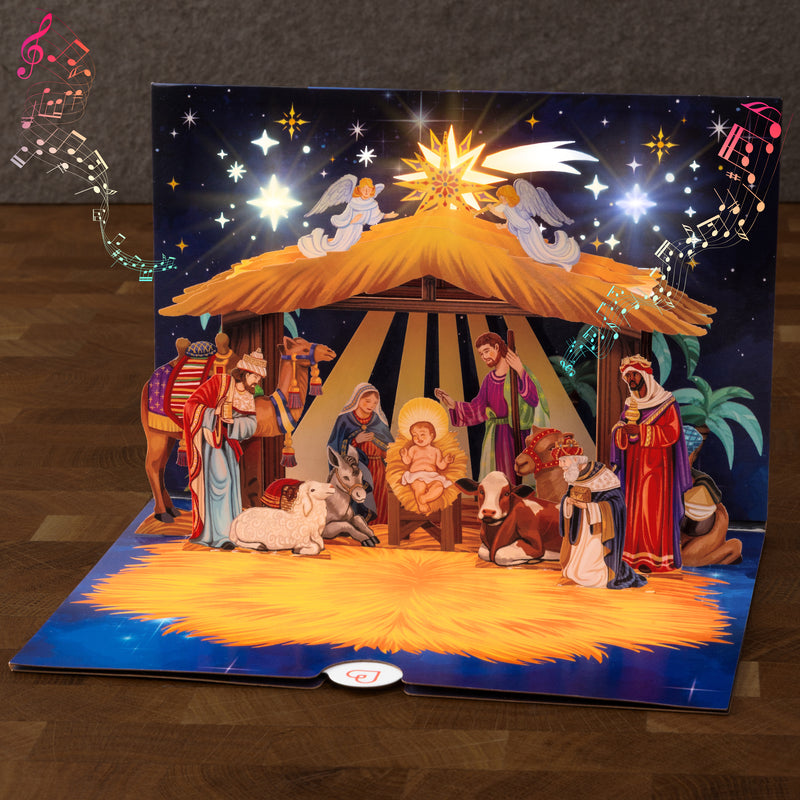 3er Set Pop-Up Weihnachtskarten mit Musik & Licht