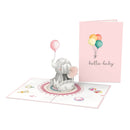 Carte pop-up bébé éléphant (rose)