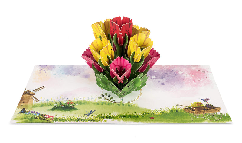 Carte pop-up tulipes colorées