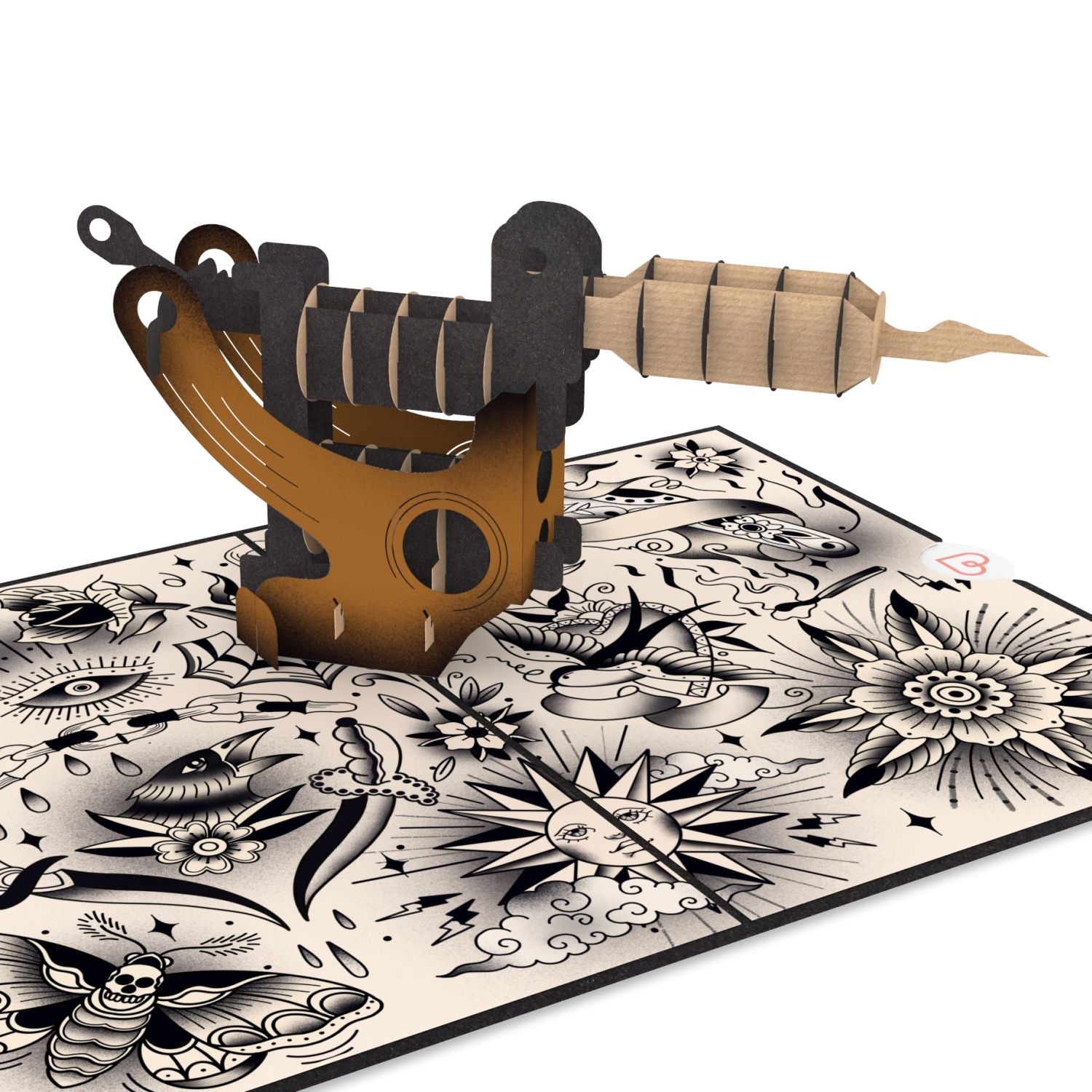 Carte pop-up machine à tatouer