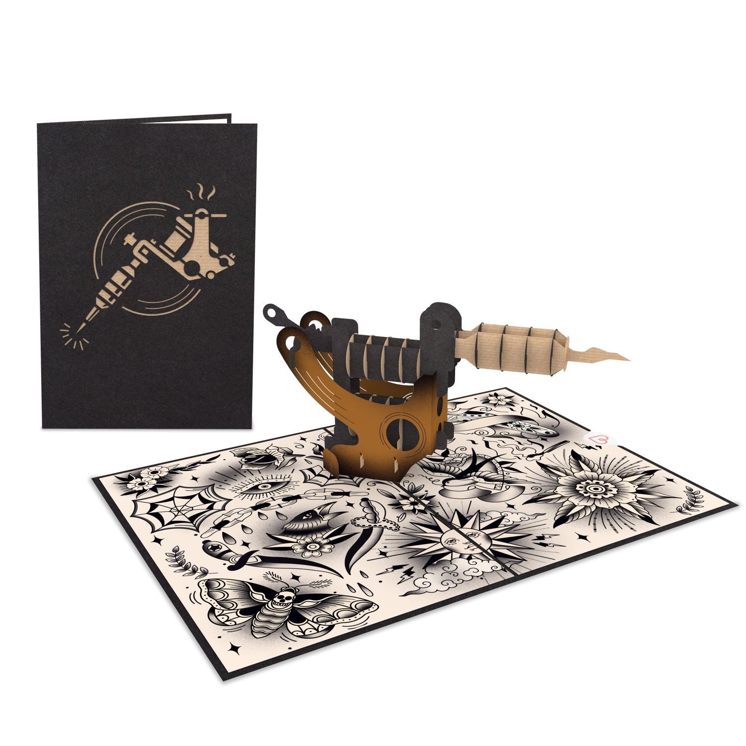 Carte pop-up machine à tatouer