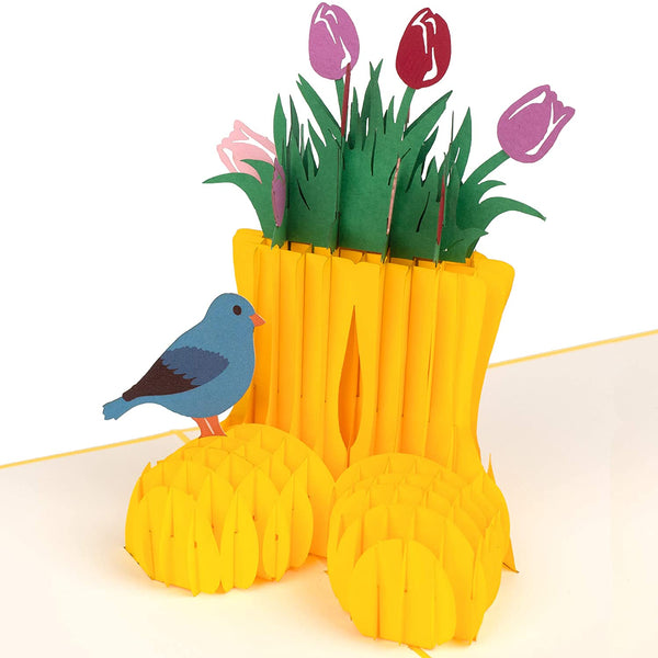 Carte pop-up de tulipes dans une chaussure