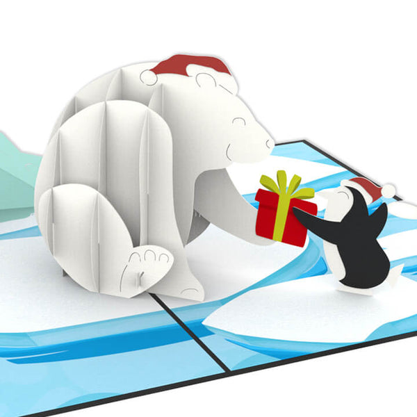 Carte pop-up ours polaire et pingouin