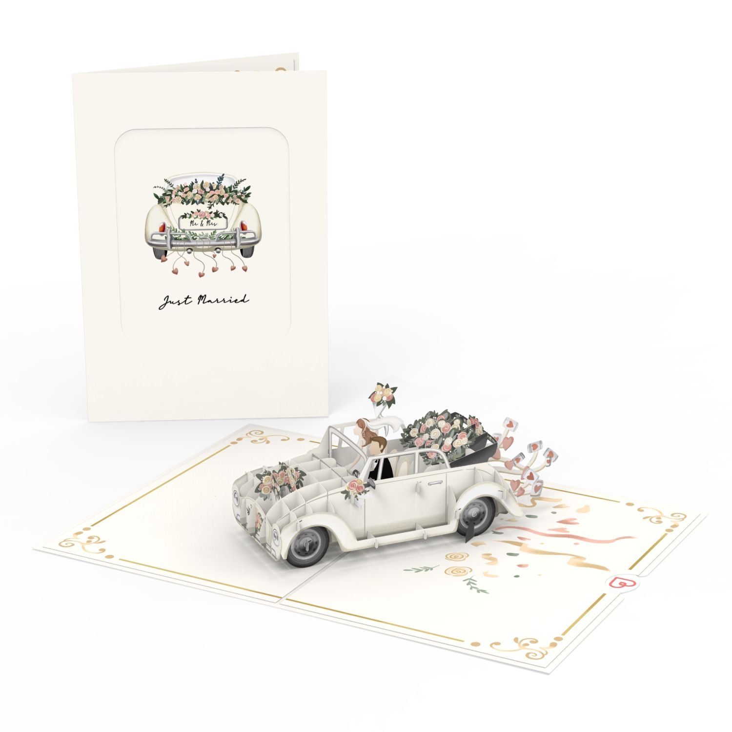 Carte pop-up voiture de mariage