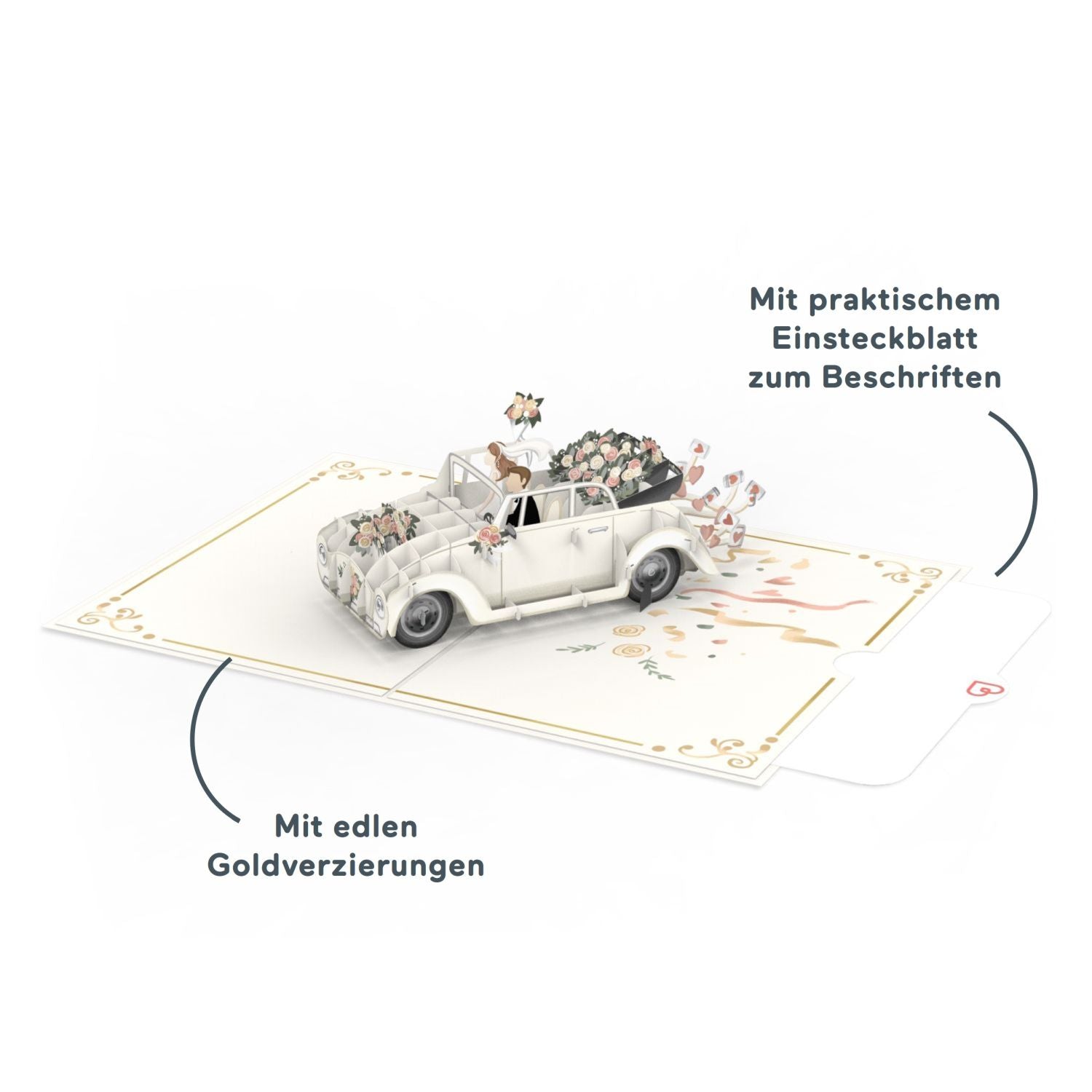 Carte pop-up voiture de mariage XXL